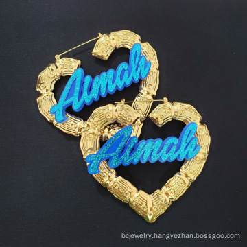 Shangjie OEM Customized acrylic name personalized earrings designs Bamboo colorful earrings